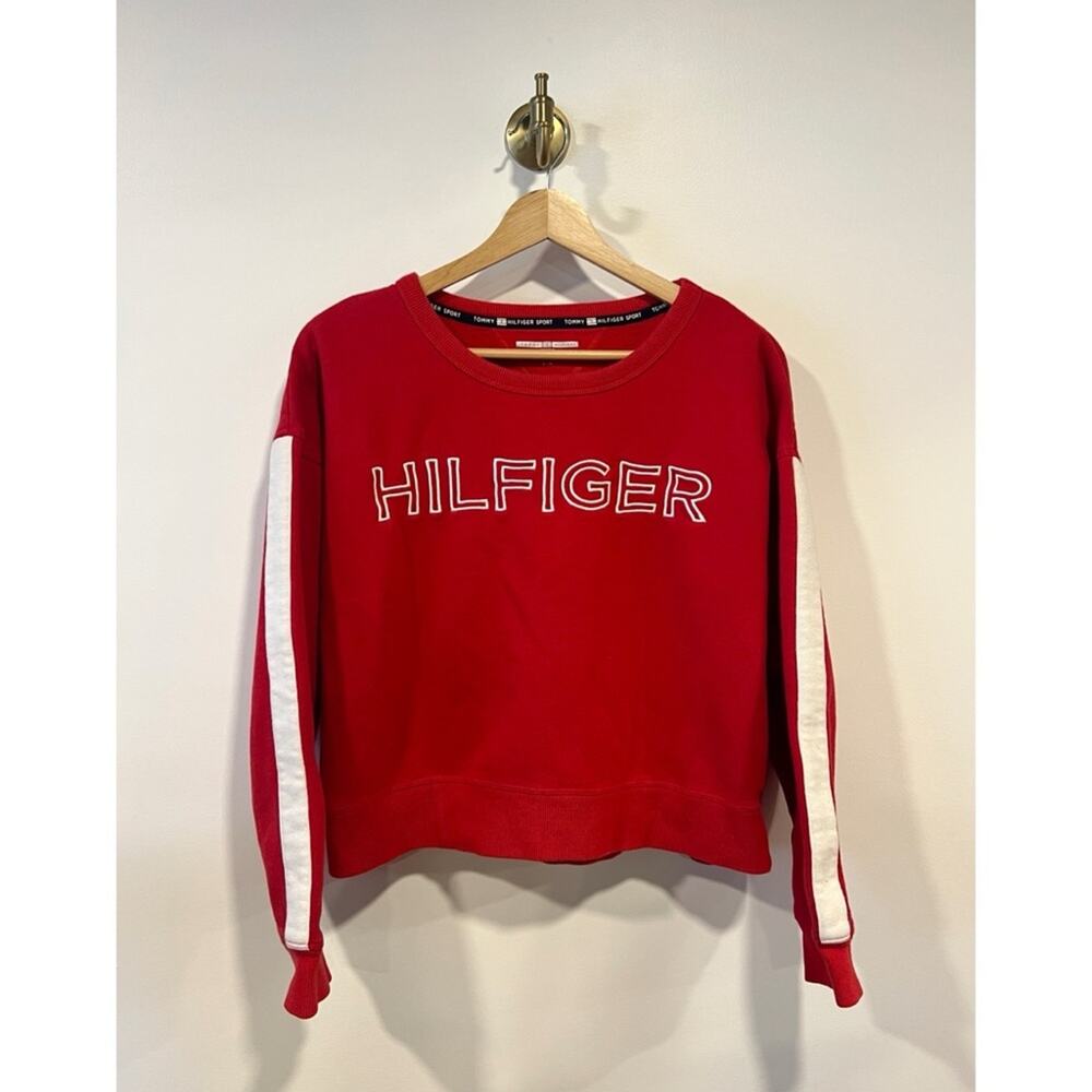 Tommy Hilfiger Sport Red Fleece Crop Crewneck